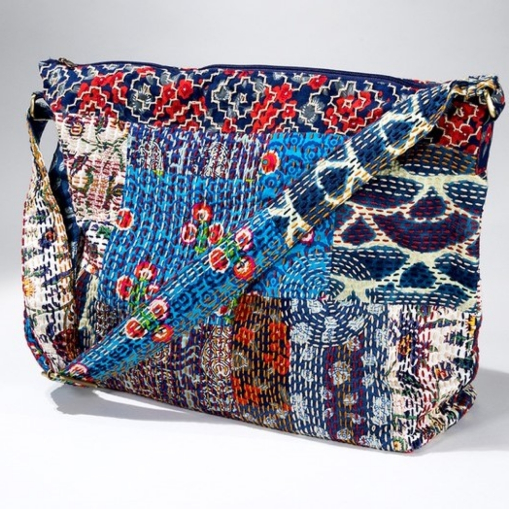 Boho Chic - Hand Stitched Patchwork Shoulder Bag - Fully Lined - Bohemian Style - Picture 3 of 9